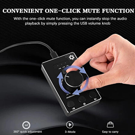 Coverzone Ses Düğmesi, pc için Usb Ses Kontrol Düğmesi, Tek Tıkla Sessiz İşlevli Multimedya Denetleyici Düğmesi ve Win ve Mac için 3 Ses Kontrol Modu OZU8