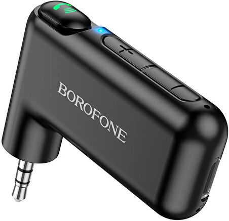 Coverzone Borofone Wireless Bluetooth 5.0 3.5mm Jack Aux Araç Ses Aktarım Kiti Adaptör Bluetooth Çenanirici Araba Hoparlör Kulaklık için Taşınabilir Kablosuz Ses Araç Kitleri Adaptörü BC35