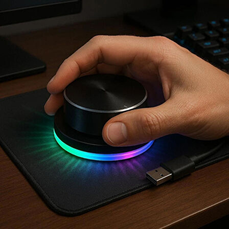 Coverzone USB Ses Kontrol Düğmesi, Android System PC Için RGB Işığı Ile Multimedya Tip C Harici Ortam Ayarlama Denetleyicisi Takın Ve Oynatın USB to Type-C Kablolu GC-91