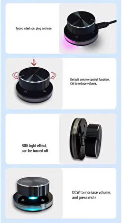 Coverzone USB Ses Kontrol Düğmesi, Android System PC Için RGB Işığı Ile Multimedya Tip C Harici Ortam Ayarlama Denetleyicisi Takın Ve Oynatın USB to Type-C Kablolu GC-91