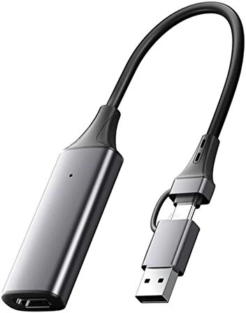Coverzone Type C Video Capture Yakalama Kartı Uçlu HDMI to Type-C PC Bilgisayar Video Yakalama ZR964
