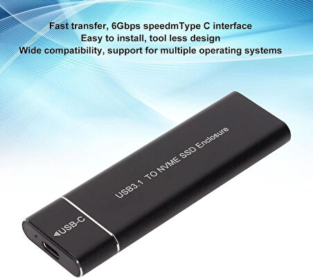 Coverzone M2 SSD Harici Okuyucu ve Yazıcı 10 Gbps Type-C Harici Bellek Kart Okuyucu NVME - NGFF/USB 3.1-3.2 CHC-M2 - ZR965