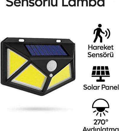 Coverzone Harekete Sensörlü Solar Enerjili Işık Bahçe Işıklandırmak için Lamba Dış Mekan için Uygun Güneş Enerjili Aydınlatma Piknik Kamp Tatil için Bahçe, Havuz Kenarı Aydınlatması BK-100B COB [Enerji Sınıfı A]