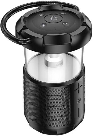 Coverzone Borofone Kamp Lambası ve Bluetooth Speaker Işıklı Kablosuz Hoparlör El Tutamaçlı Kampta Tatilde Ofis ve Ev için USB ve TF Kart Girişli  BP19