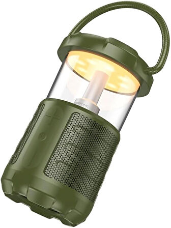 Coverzone Borofone Kamp Lambası ve Bluetooth Speaker Işıklı Kablosuz Hoparlör El Tutamaçlı Kampta Tatilde Ofis ve Ev için USB ve TF Kart Girişli  BP19