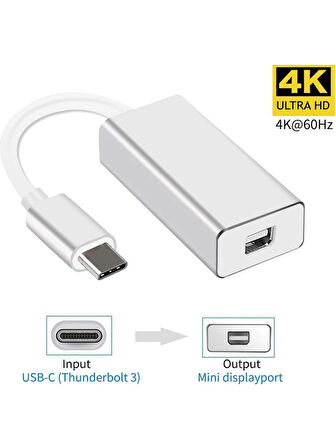 CoverZone Type-C To Mini Display Adaptör Tip C - Mini Dp Dönüştürücü MacBook Pro Uyumlu ile ZR125