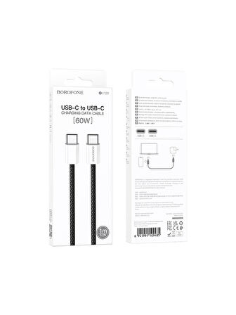 Borofone iPhone ile Uyumlu 60W Şarj ve Data Kablo Type-C To Type-C - 1 Metre - BX103