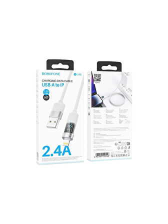 Borofone iPhone ile Uyumlu 2.4A Şarj ve Data Kablo USB To Lightning - 1.2 Metre - BU46