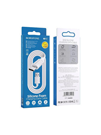 Borofone iPhone ile Uyumlu 3.0A Şarj ve Data Kablo USB To Type-C - 1 Metre - BX52