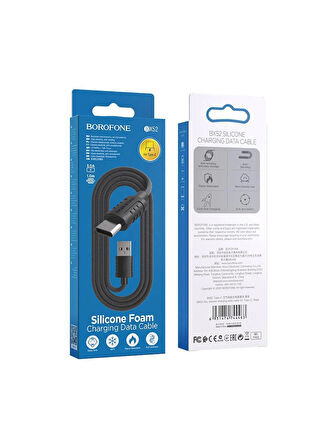 Borofone iPhone ile Uyumlu 3.0A Şarj ve Data Kablo USB To Type-C - 1 Metre - BX52