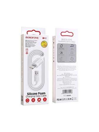 Borofone iPhone ile Uyumlu 2.4A Şarj ve Data Kablo USB To Lightning - 1 Metre - BX52