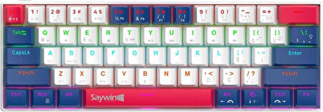 Coverzone Saywin 3 Modlu Türkçe Q Tuş Dizilimi RGB Mekanik Oyuncu Klavye - Mavi Switch - KB610