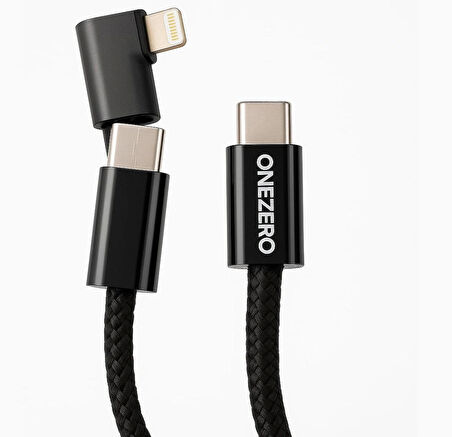 Coverzone 2in1 iPhone ile Uyumlu Type-C to Type-C Lightning Data ve Şarj Kablosu, 120 cm Uzunluk, USB C to Lightning ile Uyumlu ZR50