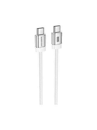 Borofone iPhone ile Uyumlu 60W Şarj ve Data Kablo Type-C To Type-C - 1 .2 Metre - BU48 D Beyaz