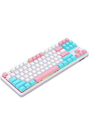 Ajazz K870T Pro Kablosuz Hot Swap Mekanik Oyun Klavyesi-RGB Beyaz - Brown Switch