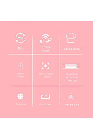 Ajazz K870T Pro Kablosuz Hot Swap Mekanik Oyun Klavyesi-RGB Beyaz - Brown Switch