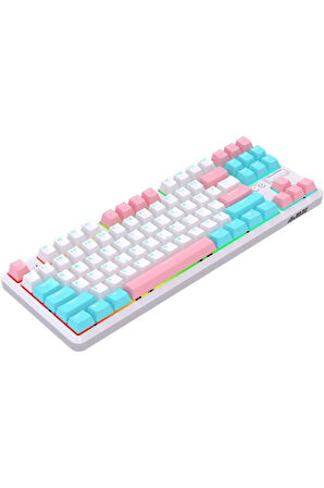 Ajazz K870T Pro Kablosuz Hot Swap Mekanik Oyun Klavyesi-RGB Beyaz - Red Switch