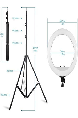 18 inch Halka ışık Tripodlu 3 Telefon Tutuculu Kumandalı Çift Usb Youtuber Makyaj ışığı