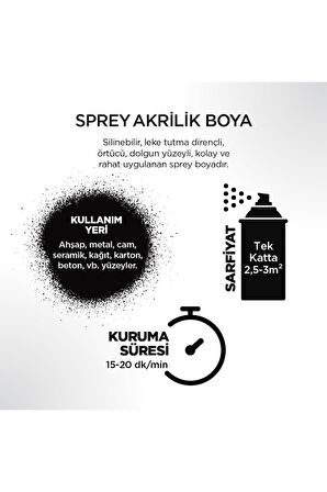 Akrilik Parlak Siyah Sprey Boya 400 ml - Ral 9005