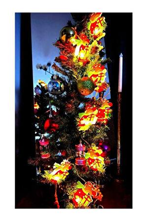 Pilli 2 Metre Noel Kıyafetli Geyikli Çok Amaçlı Led Dekoratif Aydınlatma Şeridi