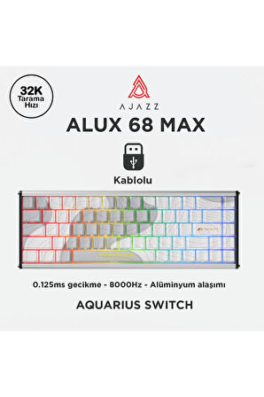 Ajazz ALUX 68 HE Kablolu-8000hz Manyetik Switch Oyun Klavyesi Alümniyum Gövde Yapısı