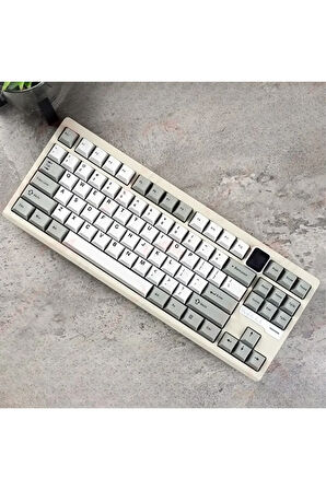 Ajazz QS87 Max Alüminyum Alaşımlı TFT Ekranlı Custom Mekanik Klavye Krem Beyaz