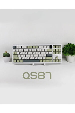 Ajazz QS87 Max Alüminyum Alaşımlı TFT Ekranlı Custom Mekanik Klavye Yeşil Beyaz