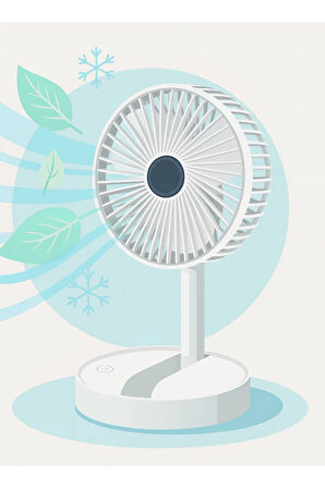 Yüksekliği Ayarlanabilir 31cm - 37 cm Mini Fan Şarjlı Telefon Tutuculu 3 Kademeli Vantilatör FS-21