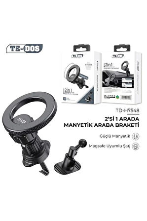 Araç İçi Manyetik Telefon Tutucu TD-H7548 - Magsafe Uyumlu, 360° Döner, Klipsli, Petek Tasarım