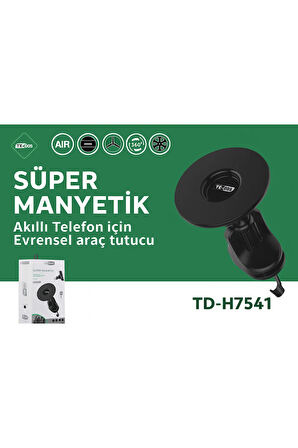 Manyetik Araç Telefon Tutucu - 360° Dönebilen, Klipsli, iPhone Uyumlu TD-H7541