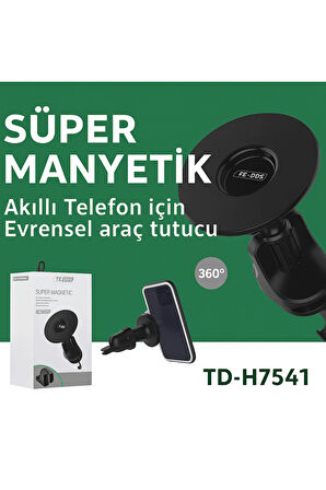 Manyetik Araç Telefon Tutucu - 360° Dönebilen, Klipsli, iPhone Uyumlu TD-H7541