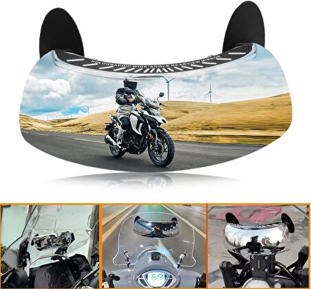 Coverzone Motosiklet Kör Nokta Aynası GR-78 - 180° Geniş Açı, Ayarlanabilir, Ön Cam Dikiz, 17x6 cm