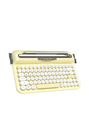 Retro Daktilo Klavye Bluetooth & 2.4G, Standlı, Yuvarlak Tuşlu, Ergonomik, Sessiz AJAZZ AF84