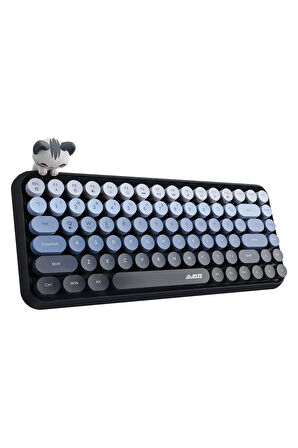 Kablosuz Klavye - Bluetooth, Retro, Yuvarlak Tuşlu, Kedi Süs Aksesuarı, Sessiz AJAZZ AJ308i