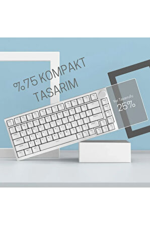 Beyaz Işıklı Hot Swap Kablolu Mekanik Oyun Klavyesi Ajazz AK820 Mavi Switch