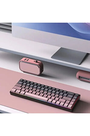 65% Kablolu Hotswap Mekanik Oyun Klavyesi,68 Tuşlu Anti-Ghosting AJAZZ AK680 Pembe | Red Switch