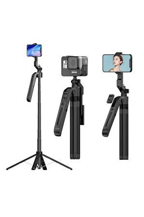 Akıllı Selfie Stick - Yapay Zeka Yüz Takipli, 360° Çekim, Kumandalı, Tripodlu, iOS Uyumlu Y12