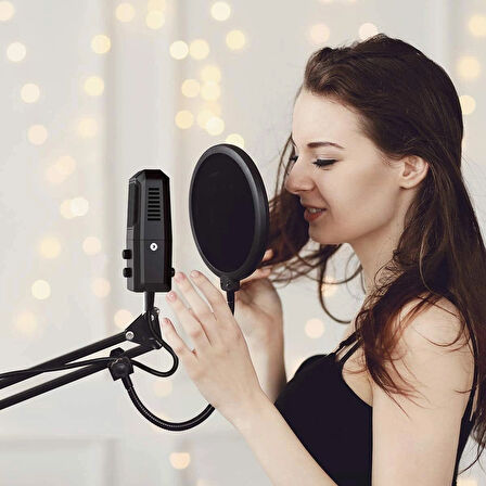 Coverzone USB Mikrofon Kondansatör, 4 Yönlü, 20Hz-20KHz, Sessize Alma Tuşlu, Ses Ayarlı, 15mm Stand - SF-900
