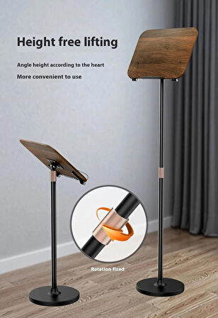 Coverzone S02 Katlanabilir Kitap Standı - 55cm, Dayanıklı Metal & Ahşap, Laptop, Nota Sehpası, Sunum İçin