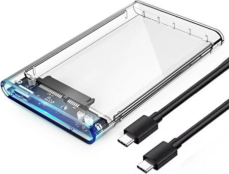 Coverzone Şeffaf Disk Kutusu - 2.5” HDD/SSD, USB 3.0, SATA 3.0, 5Gbps, 7–9.5mm Disk Destekli, LED’li ZR1073