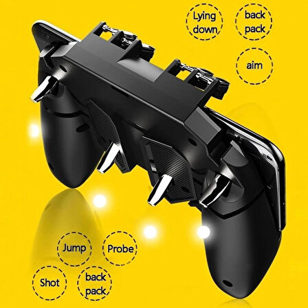 Coverzone 4 Tetikli Mobil Oyun Kolu 90° Döner, Ergonomik Kavrama, Android Uyumlu, PUBG COD Free Fire - AK66