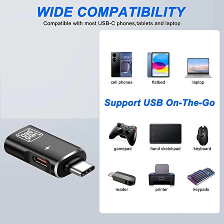 Coverzone USB-C OTG Adaptörü 2’si 1 Arada, Type-C’den USB-A 3.0 & USB-C, 5Gbps, Tak-Çalıştır ZR1061