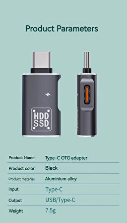 Coverzone USB-C OTG Adaptörü 2’si 1 Arada, Type-C’den USB-A 3.0 & USB-C, 5Gbps, Tak-Çalıştır ZR1061