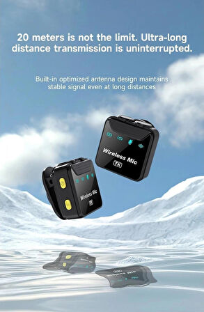 Coverzone Kablosuz Yaka Mikrofonu BT 5.2, Çift Mikrofon, 2.4GHz, 360° Ses Toplama, Şarj Kutulu SX22