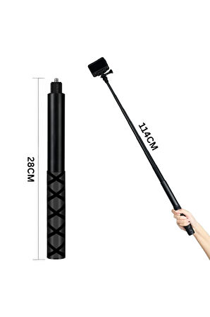 114cm Görünmez Selfie Çubuğu,Insta360 X3,X2,X4,ONE RS,GO 3,One,One X,Evo,Alüminyum,1/4” Vidalı