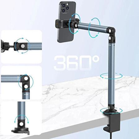 Coverzone Manyetik Masaüstü Stand - 2’si 1 Arada, 360° Ayarlı, Klipsli, Sağlam, Telefon & Tablet İçin EH-311