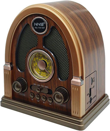 Coverzone Bluetooth Retro Hoparlör AM/FM/SW Radyo, TWS Özellikli, USB/TF Girişli, Taşınabilir | 7061BT