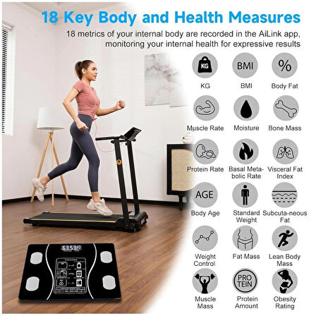 Coverzone Akıllı Vücut Analiz Tartısı - 180Kg, Mobil Uygulama Senkronize, Yağ Kas Su Ölçümü | SQ-YWBD01