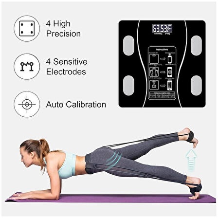 Coverzone Akıllı Vücut Analiz Tartısı - 180Kg, Mobil Uygulama Senkronize, Yağ Kas Su Ölçümü | SQ-YWBD01