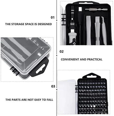 Coverzone 115 Parça Onarım Seti - Hassas Tornavida, Krom Vanadyum Çelik, Ergonomik Saplı Takım | TTS-115